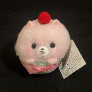 NWT Amuse Amufun Pink Fuwa Mofu Dog Cupcake Plush Dangle Charm 3” from Japan